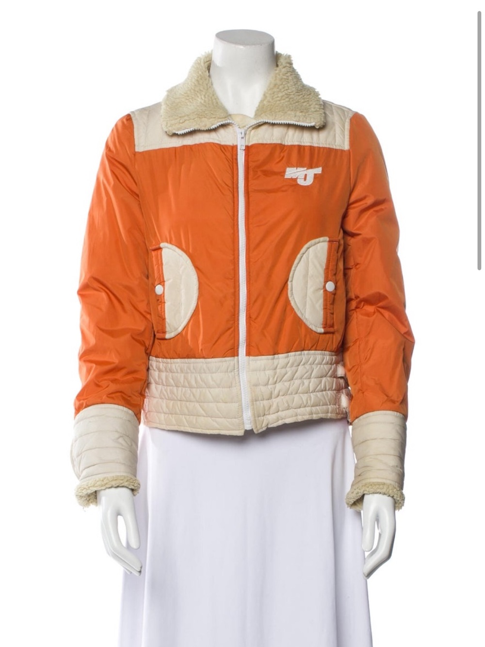 Marc by Marc Jacobs Orange and Cream Sherpa-Trim Jacket